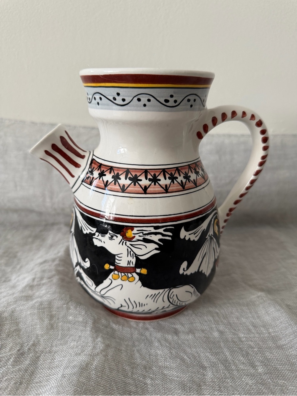 Hand-Painted Vintage Italian Pottery Jug from Siena